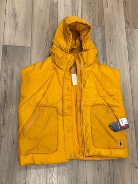 Free People Mustard Yellow Hooded Puffer Vest